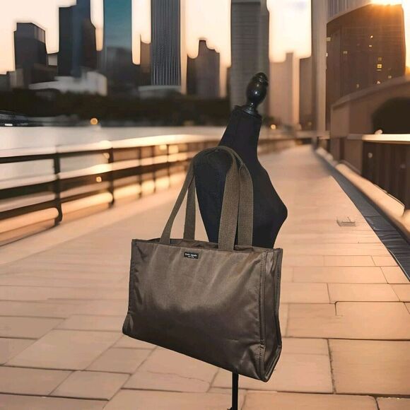 Vintage KATE SPADE New York Brown Nylon Structured Shoulder Hand Bag 14.5x10x5 - Picture 1 of 13